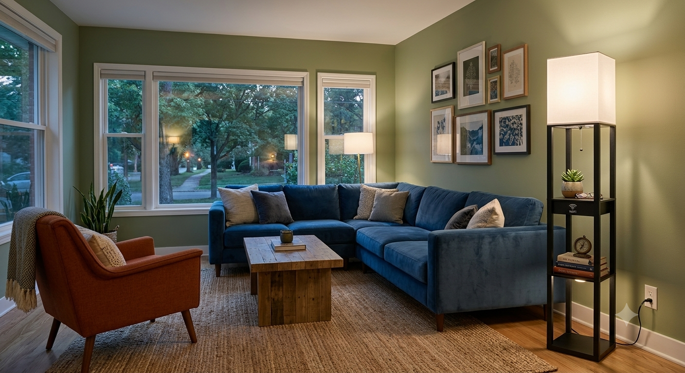 Ultra-HD 4K Smart Surveillance Floor Lamp – Sleek Ambient Light & Live Wireless Security Hub