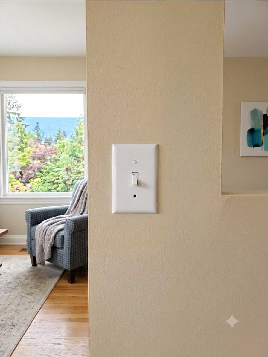 4K Wireless Smart Home Security Wall Switch – Integrated WiFi Video Camera, Motion Detection, Smartphone App Remote View, Supports 128GB Micro-SD