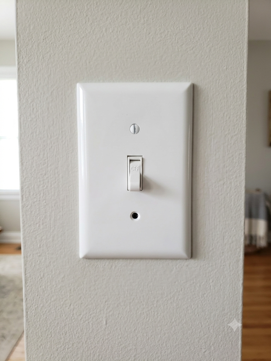 4K Wireless Smart Home Security Wall Switch – Integrated WiFi Video Camera, Motion Detection, Smartphone App Remote View, Supports 128GB Micro-SD