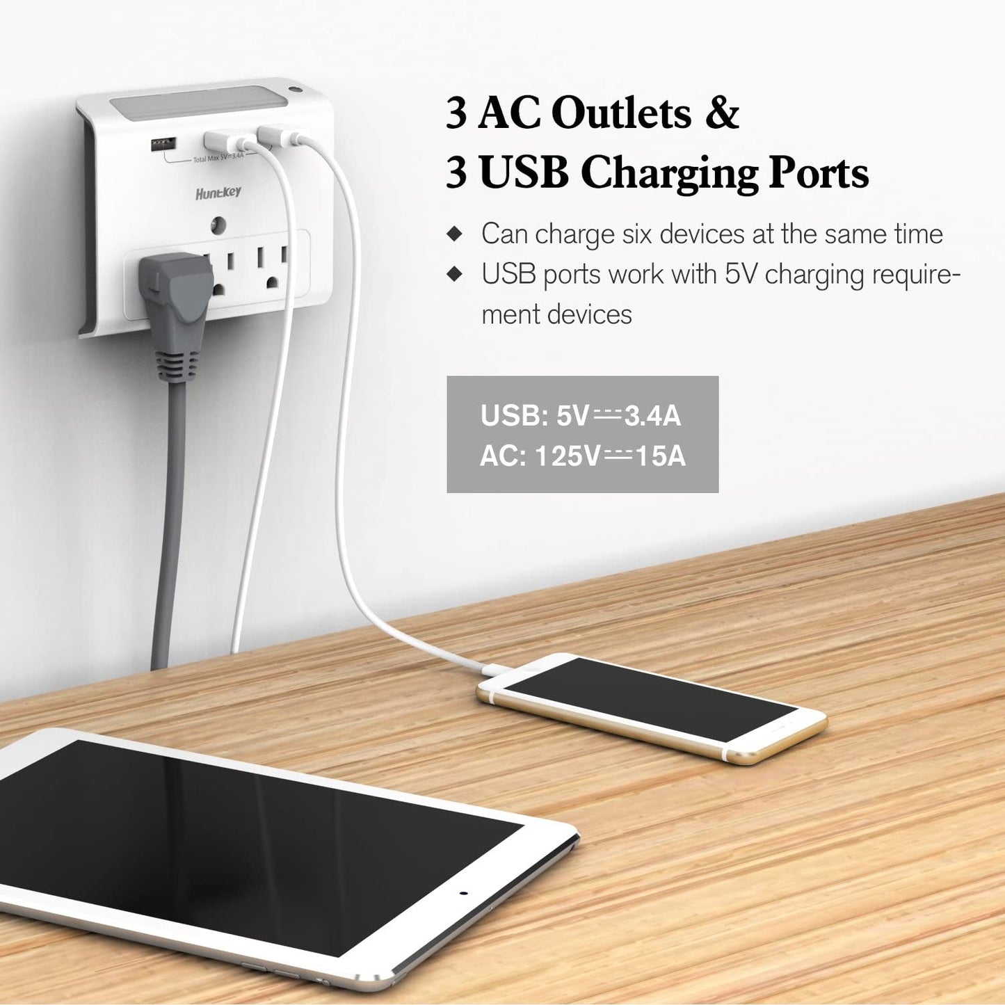 UHD 4k Night Light Outlet Tap P2P USB Charging Station Camera